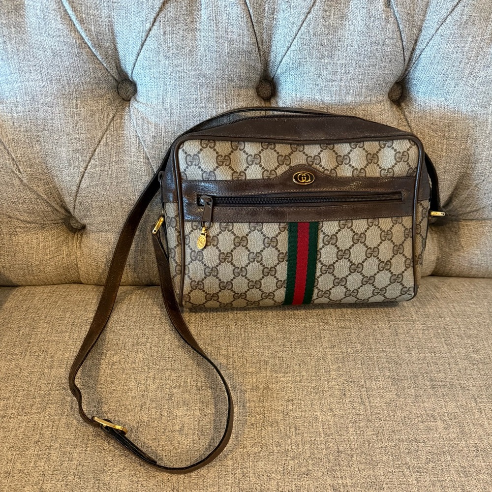 Gucci Brown and Green Crossbody Bag